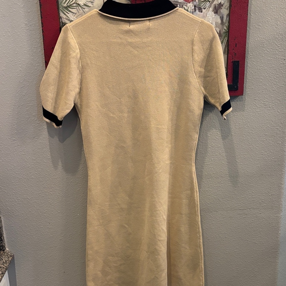 Cider Tan and Black Button-Up Dress Pearl detail - Picture 5 of 5